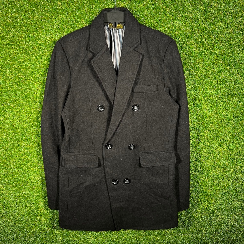 Vintage Crover Double Breasted Blazer‎ Mens Medium Black Wool Made in Korea 90s